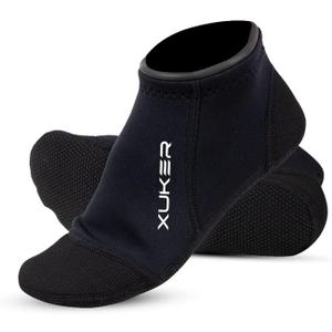 XUKER Neoprene Water Socks 3mm, Sand Proof Beach Volleyball Socks Diving Socks for Outdoor Water Sports (Small, Flatlock-low Cut)