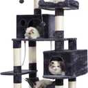 Hey-brother Large Multi-Level Cat Tree Condo Furniture with Sisal-Covered Scratching Posts, 2 Bigger Plush Condos, Perch Hammock for Kittens, Cats and Pets Smoky Gray MPJ020G