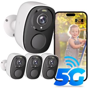 ELECCTV Upgraded 5G/2.4G WiFi Security Cameras Wireless Outdoor,2K Battery Powered Home Indoor Camera with AI Motion Detection, Siren,Color Night Vision, 2-Way Talk, IP65, Works/Alexa, Cloud/SD