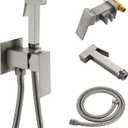 SHAMANDA Warm Water Bidet Sprayer for Toilet with Hot and Cold Brass Rough-in Valve, Stainless Steel Handheld Bidet Attachment Set for Feminine, Pets and Baby Diaper Wash, Brushed Nickel, BDS08-2