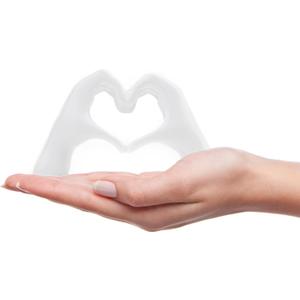 Small Heart Hands Sculpture Decor for Living Room Bedroom Bookshelf Coffe Table and Office Display, Love Finger Statue Modern Aesthetic Home Decor, Unique Gift for Wedding Christmas Birthday (White)