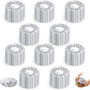 100 Pcs Reusable Aluminum Foil Food Covers, Pop-Up Tin Foil Food Insulation Cover, Kitchen Fresh-Keeping Insulation Film for Home Dining Parties Outdoor Picnics Fits Plates, Bowls, and Containers
