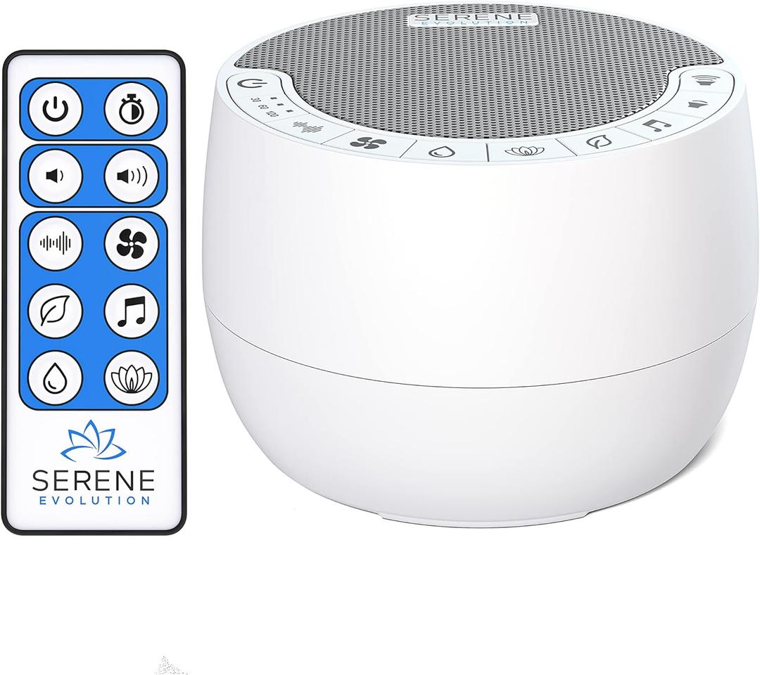 Serene Evolution White Noise Sound Machine with Remote Control - 70 Sound Options for Sleeping Adults and Babies - White Noise Machine for Office Privacy, Noise Canceling with Ocean and Rain Sounds