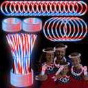 100 PCS 250th Anniversary 4th of July Glow Sticks Bulk with Connectors,Red White Blue 3 Colors In 1 Glow in The Dark Stick, Light Up Bracelets & Necklaces for Kids & Adults Party Favor Supplies