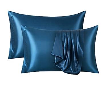 Ersmak Satin Pillowcase Queen Set of 2, Ultra Soft & Silky Satin Pillow Cases for Hair and Skin, Wrinkle Fade Resistant Pillow Covers with Envelope Closure (Navy Blue)