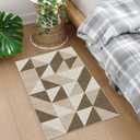 Abstract Neutral Small Carpet 2x3 Washable Geometric Brown Area Rugs Doormat for Entryway Bathroom Living Room Bedroom Washing Room Non Slip
