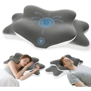 Cervical Neck Pillow for Neck and Shoulder Pain Relief, Memory Foam Pillow, Ergonomic Contour Side Sleeper Pillows, Soft Cooling Orthopedic Pillow for Side Back Stomach Sleepers (Grey)
