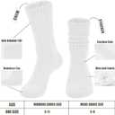Women's Slouch Crew Socks Retro Solid Scrunch Boot Chunky Ribbed Cozy Cotton Calf Socks 3 Pack Size 5-11 (White)