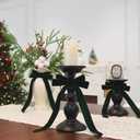 Senjie 16Pcs Velvet Ribbon Bows for Christmas Tree, Vintage Rustic Small Craft Bows Ornaments for Garland Wreath Gift Wrapping Candy Bags Party DIY Decorations (Deep Green, 5" x 10", Width of 1")