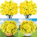 Hotop 20 Bundles Artificial Morning Glory Flowers for Outdoor Spring Summer UV Resistant Artificial Flowers Faux Silk Petunia Eucalyptu Realistic Plant for Outside Home Yard Porch Decor(Yellow)