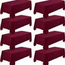 8 Pack Premium Burgundy Tablecloth 60 x 102 Inch, Rectangle Table Clothes for 6 Foot Rectangle Table Washable Polyester Fabric Table Covers for Wedding Party Reception Banquet Buffet