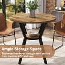 31.5" Round Kitchen Table for 2-4, Rustic Wood Circle Table with Storage | Small Round Dining Table,, Metal Legs, Compact Dining Room Table, Kitchen, Cafe, Apartment,Small Space