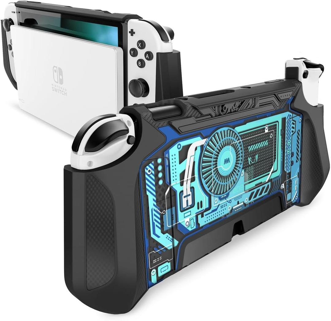 Mumba Dockable Case for Nintendo Switch OLED 2021, [Blade Series] TPU Grip Protective Cover Accessories Compatible with Nintendo Switch OLED 7 Inch and Joy-Con Controller (Marine)