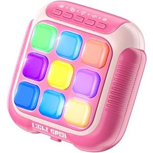 Hydrathy Tic Tac Toe Electronic Handheld Puzzle Game Console Fidget Toys w/ 7 Game Modes, Portable Fast and Fun Car Travel Press Games for Kids and Adults, Ideal Xmas Birthday Gifts for Ages 3+ (Pink) Pack of 2