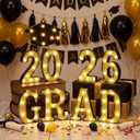2026 Graduation Decorations 8.6 Inch Gold Glitter Light up Sign 'grad 2026' - Graduation Party Decor for Kindergarten Preschool High School College