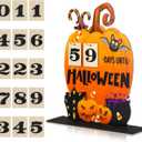 Thinkday Halloween Advent Calendar Halloween Wooden Countdown Calendar Wooden Desk Blocks Calendar to Halloween for Kids Home Classroom Handmade Table Decorations Halloween Gifts (Pumpkin)