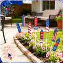 8 Pcs 4th of July Metal Firework Garden Stakes, American Flag Yard Sign, Patriotic Independence Day Memorial Day Decor for Outdoor Lawn, Yard, Garden, Walkway (Rockets)