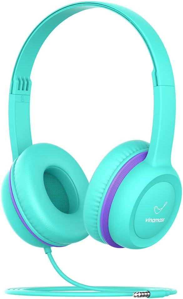 Kids Headphones, Wired Headphones for Kid with Safe Volume Limiter, Kid Headphone with Cord 3.5mm Jack, On-Ear Girls Boys Toddler Headphone for School  (Green)