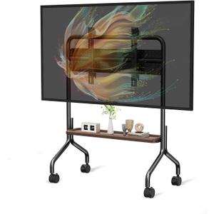 Easel Rolling TV Stand on Wheels for 32-75 Inch TVs with Shelves & Pegboard