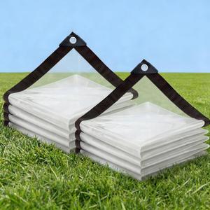 Clear Tarp 8x10ft (2 Pack) Heavy Duty 8 Mil Vinyl Waterproof, UV & Tear Resistant with Rust-Proof Grommets for Chicken Coop, Greenhouse, Patio & Porch Enclosure