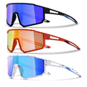 3PACK Kids Sunglasses for 6-14 Boys Girls, Youth Baseball and Cycling UV400 Protection Goggles
