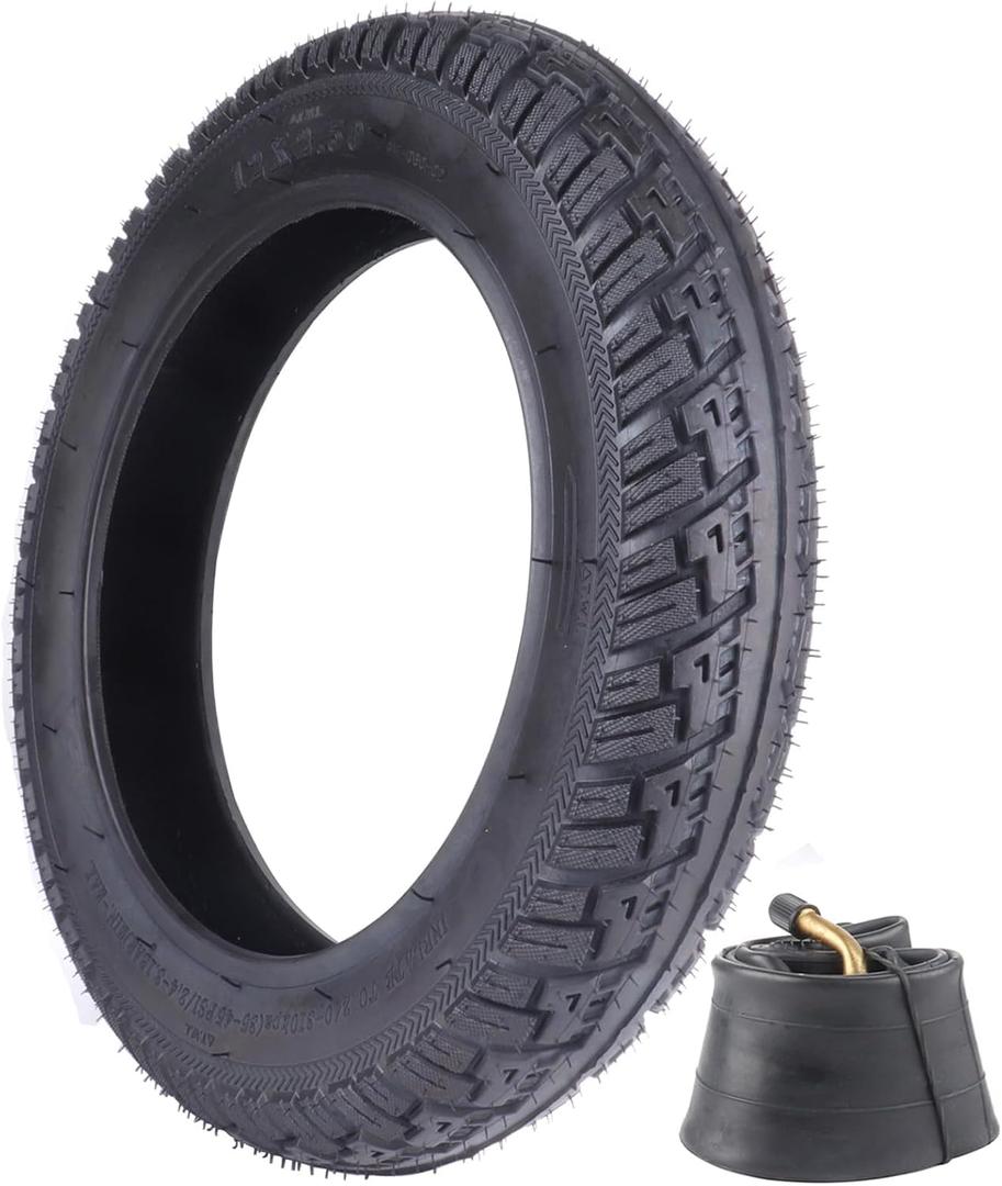 12x2.50 Replacement Tire & Inner Tube Set with Angled Valve Stem for Kid Bike Tire Tubes,Electric Scooters,EBike,Replacing 12x2.125 12-1/2"x2-1/4" (62-203) Tires