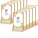 Gold Frames 5x7 Acrylic Sign Holder Double Sided Picture Frames for Wedding Table Number Menu Flyer Display for Office Home Party- Pack of 18