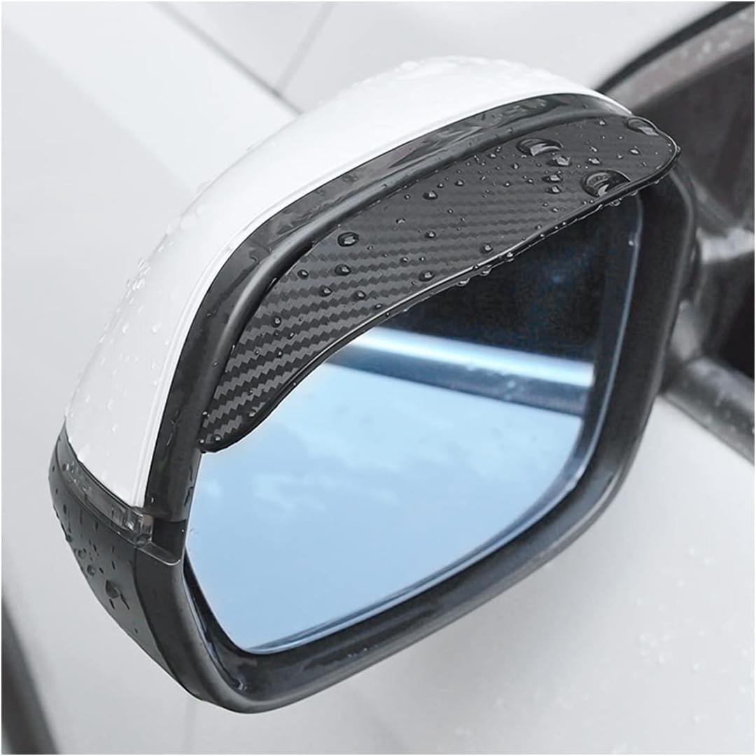 Blilo 1PC Smoke Visor Guards for Car Side Mirrors - Waterproof Carbon Fiber Auto Rain Eyebrows for Cars, Trucks and SUVs - Universal Fit (Black)