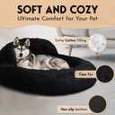 PetJett Large Dog Bed - 36'' Calming Donut Dog Beds, Anti-Slip & Washable Large Round Bed, Fluffy Faux Fur Pet Bed, Super Soft Anti-Anxiety Premium Comfort Bed, Fits Dogs up to 80 lbs - Black