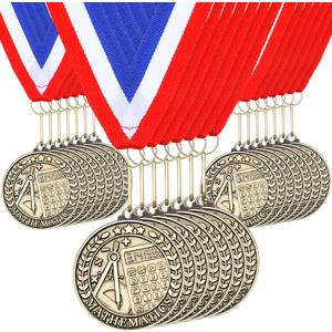 Quelay 100 Pcs 2'' Award Medals Bulk Gold Winner Medals with Neck Ribbons Metal Trophy Award Prize Gift for Tournaments, Competitions, Party, Kids and Adults
