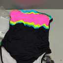 popvil Strapless Tummy Control One Piece Swimsuits for Women 2026 Neon Bandeau Bathing Suits, Pink, Large