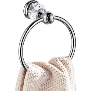 WINCASE Chrome Towel Ring, Bath Hand Towel Holder Crystal, Silver Towel Rack Wall Mounted