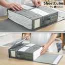SUOCO SheetCube Bed Sheet Organizers and Storage 2 Pack, Foldable Linen Closet Organizer, Bedding Folder Storage Box Container for Blanket, Duvet Cover Set, Bed Sheet Set - Pattern Grey