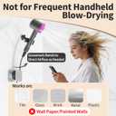 AGVEE Hands Free Hair Dryer Holder Wall Mount, Permanent No Drill Blow Dryer Stand with Strong Clamp, Adjustable Lazy Hair Dryer Bracket with Aluminum Cord Organizer, Silver