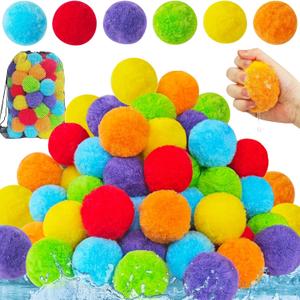 100 Pcs Reusable Water Balloons,Colorful Splash Balls,Reusable Soaker Ball,Outdoor Games Water Soft Balls for Backyard,Pool,Beach,Party Favors