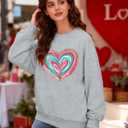 Urvatac Womens Valentine's Day Sweatshirt Funny Love Heart Graphic Pullover Shirts Casual Holiday Long Sleeve Blouse Tops (Gray, S)