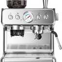 Kismile Espresso Machine with Grinder, 20 Bar Automatic Espresso Maker with Milk Frother Steam Wand, Removable Water Tank for Latte & Cappuccino, Professional Coffee Machine for Home (Stainless Steel)