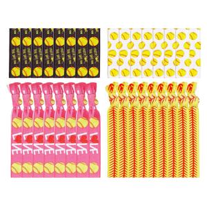 42 Pcs Softball Hair Ties for Girls Softball Hair Scrunchies Accessories Elastic Sports Ribbon Bracelet for Players, Coaches, Teams Stocking Stuffers