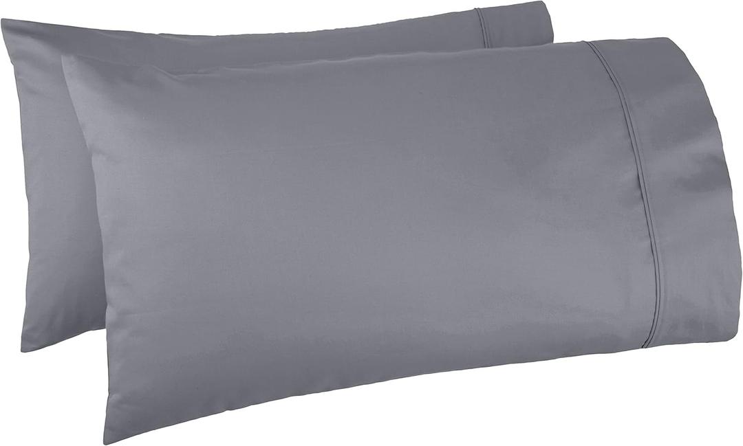Amazon Basics 400 Thread Count Cotton Pillow Cases, King, Set of 2, Dark Gray, 40" L x 20" W, Pillows Not Included