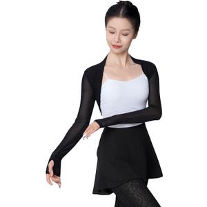 Dayrose Modal/Mesh Sleeve Women Ballet Shrug, Women Bolero Dance Top for Leotards, Dress (XL)