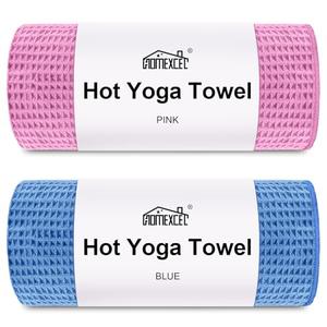 HOMEXCEL Hot Yoga Towels 2 Pack, (26.5" x 72") Non-Slip & Ultra-Absorbent Microfiber Yoga Mat Towels for Hot Yoga, Pilates, Exercise, Fitness, Bikram and Workout, Blue/Pink