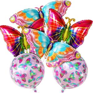 2 x KatchOn, Big, Colorful Butterfly Balloons - 38 Inch, Pack of 6 | Fairies Theme Butterfly Party Decorations | Rainbow Butterfly Theme for Girls, Butterfly Birthday Decorations | Butterfly Foil Balloons