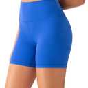 YUNOGA Womens RibFlex Ribbed Biker Shorts 6" Inseam (L, Royal Blue)