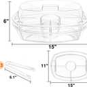 DEAYOU Ice Serving Tray for Party Food, Chilled Serving Platter Dish with 4 Compartments, 15" Divided Serving Bowl with Lid for Appetizers, Fruits, Vegetables, Salads, Shrimp Cocktail