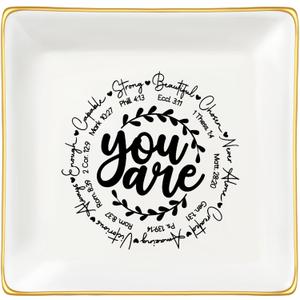 JoycuFF Confirmation Gifts for Teen Christian Gifts for Women, Religious J Catholic Communion ewelry Dish Gifts for Women