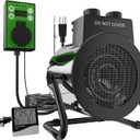Electric Greenhouse Heater with Thermostat - 1500W Stainless Steel Outdoor Fan Heater, Overheat Protection and 3S Fast Heating,Green House Heating for Greenhouse, Patio, Garage, Flower Room (Silver)