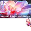 32" Anti-Glare 500Nits Capacitive Touchscreen Industrial Monitor, Digital Signage Display for Advertising, Reverse Control Laptop, Wireless Screen Mirroring, Built-in Speakers, USB, HDMI Ports