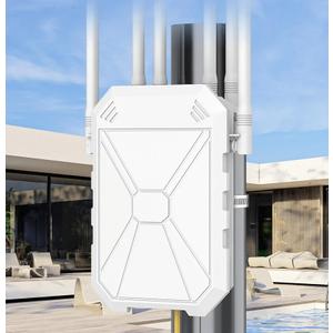 AX1800 Outdoor WiFi 6 Extender, High Power Outdoor WiFi Extender Signal Booster, Long Range Outdoor WiFi Access Point, IP67 Weatherproof, PoE Power Supply, for Starlink, Cameras, Patio, Camping,RV