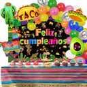 Mexican Themed Party Decorations Fiesta Party Supplies Balloons Garland Arch Kit Feliz Cumpleanos Backdrop Tablecloth Cinco De Mayo Taco Cactus Avocado Llama Sombrero Mexican Theme Birthday Party