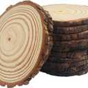 10pcs Wood Slices 4-4.7 inch Unfinished Natural with Tree Barks Large Wood Circle Coaster Craft Rustic Wedding Centerpiece Decor Disc Ornaments DIY Woodland Projects Table Chargers